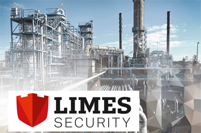 Limes Security Logo auf Industrie-Hintergrund